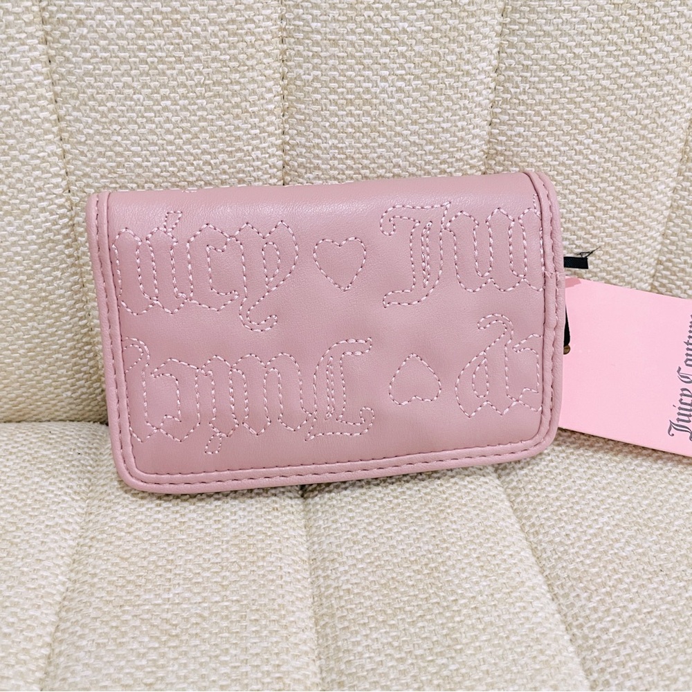 NEW Juicy Couture Pink Quilted Logo Bifold Wallet JC Monogram NWT - Picture 5 of 5